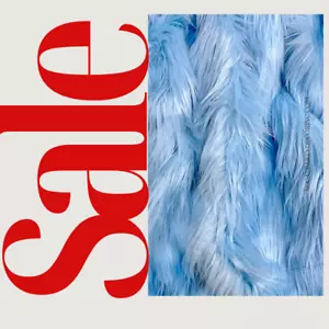 BABY BLUE - Shaggy Long Pile Faux Fur Fabric By Yard | Faux Fur | High Quality - Picture 1 of 2