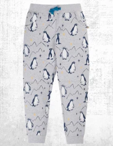 Ex Frugi Boy's Penguins Printed Snug Joggers in Grey Marl (A Bit Defect) - Picture 1 of 6