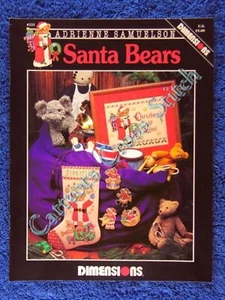 Christmas Cross Stitch Pattern Santa Bears Teddy Stocking & 4 Bear Ornaments OOP - Picture 1 of 1