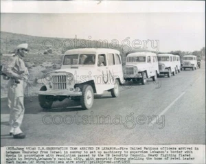 1958 Pressefoto UN-Fahrzeugkonvoi 50er Jahre Libanon - Bild 1 von 2