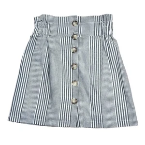 Nuova minigonna Favlux moda grigia bianca righe elastico vita alta taglia S - Foto 1 di 6