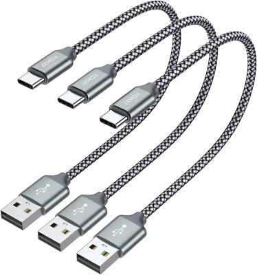 Short USB C Cable 1ft 3-Pack USB A to Type-C Charger Cord 3.1A Fast Charging ... - Image 1 of 4