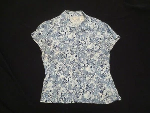 Emma James floral button front women's blouse size petite 4 - Picture 1 of 3