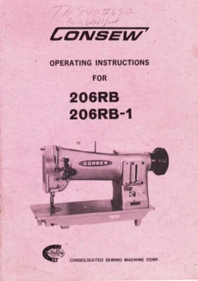 CONSEW 206RB, 206RB-1 OPERATING INSTRUCTIONS MANUAL - PDF FILE - NOT HARD COPY - Image 1 of 3
