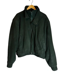 Giacca Bomber Vintage Remy Pelle Cacciatore Verde Burro Morbida Full Zip USA Uomo 42 - Foto 1 di 12