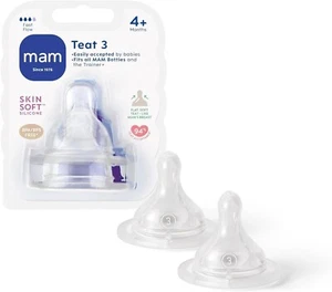 MAM Teats Size 3 Suitable for 4 Months MAM Fast Flow Teats with SkinSoft Fits - Picture 1 of 7