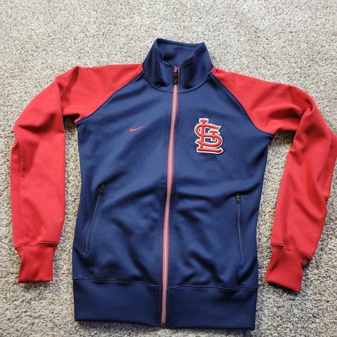 St Louis Cardinals Nike Jacket Youth Medium Blue Red Full Zip MLB Boys Kids Cover