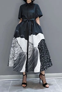 Vestido Camisa Midi Damas Urbano Arty Diseño Negro Único Edgy Diseñador 8 10 - Imagen 1 de 19