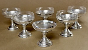 Juego De Colección Hale de 6 Tazas Esterlina y 5 Forros De Vidrio Grabado Postre Sherbet 198g - Imagen 1 de 24