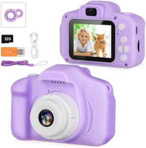 Kids Digital Camera, Purple, 12MP & 1080P HD Video, 32GB SD Card for 3-9 Year Ol - Picture 1 of 12