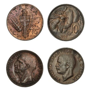 ITALIA Lotto 2 monete da 10 Centesimi Ape 1935 e Impero 1938 - Ottime - Picture 1 of 1