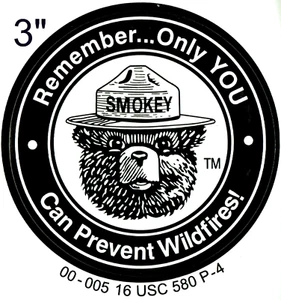⫸ Smokey Bear NUR SIE VERHINDERN WILDBRÄNDE Offizieller USFS Indoor Aufkleber SCHNELLER VERSAND - Bild 1 von 1