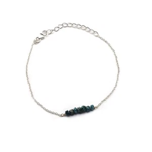 Roh Diamant Armband Edelsteinarmband gefaßt in 925 Silber Blau ca.17 bis 20,5 cm - Picture 1 of 2