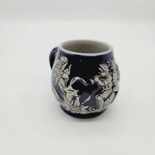 Made In Germany Blue Mug 4039 Musicians Flowers 3.75" Tall 4.5" Wide With Handle