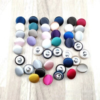 50pcs Round Fabric Satin Cloth Covered Buttons with Shank Clothes Sewing DIY - Image 1 of 4
