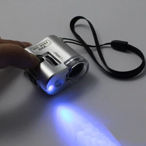 60X Microscopio Joyero Lupa Lupa Iluminada Lupa Vidrio con Luz LED UV Regalo - Imagen 1 de 11