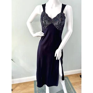 Vintage Victoria's Secret Gold Label Dark Purple Satin Slip Dress Gown size P - Picture 1 of 11