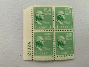 Scott # 804 - 1c Green - MNH plate block of 4, stock photo - Picture 1 of 2
