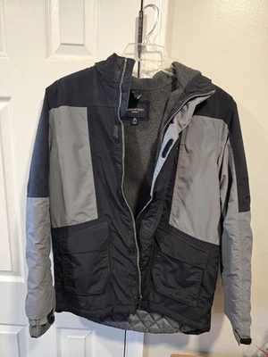 Lands End Teen Boys XL 18-20 Black Gray Squall Waterproof WARM Hooded Jacket - Image 1 of 4