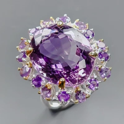 Fine Art ring 26 ct Natural Amethyst Ring 925 Sterling Silver Size 8.5 /R436533 - Image 1 of 4