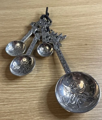 Ganz 4 PC Decorative Hummingbird Floral Embossed Metal Measuring Spoon Set - Image 1 of 4