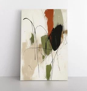 Arte de pared moderno abstracto de terracota beige oliva impresión de pintura sobre lienzo enmarcado - Imagen 1 de 13