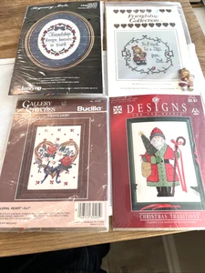 Set 4 Kreuzstich-Sets Bucilla Blumenherz, Dutch Touch Freundschaft, Janlynn ++ - Bild 1 von 6