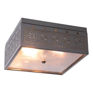 Irvin's Country Tinware Square Ceiling Light with Chisel in Country Tin - Picture 1 of 3
