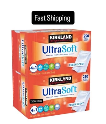 Hojas suavizantes de tela Kirkland Signature, 250 unidades, paquete de 2, aroma fresco - NUEVAS Foto 1 de 2