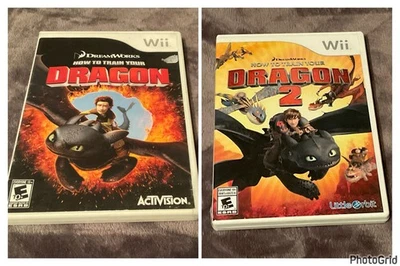 How to Train Your Dragon 1 & 2 Nintendo Wii Lot Set Video Games Complete - Image 1 of 4