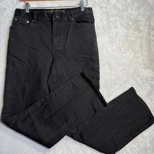 Lauren Jeans Co Ralph Lauren Damen schwarz Denim gerades Bein Hose Größe 8P - Bild 1 von 13