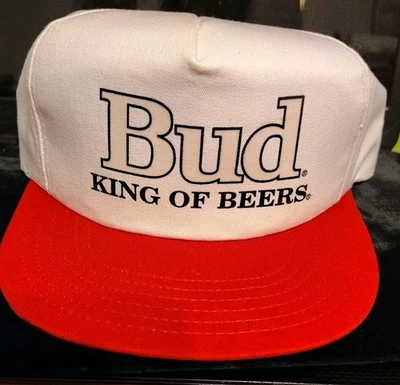 VTG one size Bud King of Beers Hat Snapback  Budweiser nade in USA NEW - Image 1 of 4