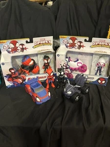 Spidey & And His Amazing Friends Spin Ghost Spider Techno Racer Copter Cycle Lot - Picture 1 of 9
