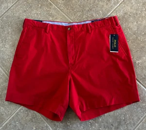 Polo Ralph Lauren Shorts Men's 40 Red w/Navy Pony Stretch Classic Fit 6" $89 NWT - Picture 1 of 7