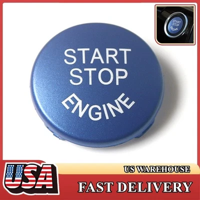 Blue Engine Button Start Stop Ignition Switch Cap For BMW 320i 520i E71 X1 X3 - Image 1 of 4