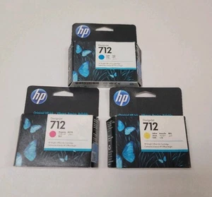 Set Of 3 OEM HP 712 Original Ink Cartridges Yellow Magenta & Cyan 2026 EXP - Picture 1 of 8