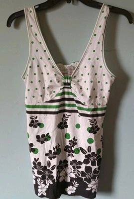 Blusa sin mangas vintage Gitano para mujer negra verde floral talla S Foto 1 de 4