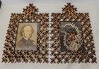 Pair of 2 Antique Crown of Thorns Tramp Folk Art Wooden Picture Frames
