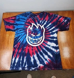 Spitfire Official Tie Dye Skateboard T Shirt Size Large Blue White Red - Picture 1 of 12