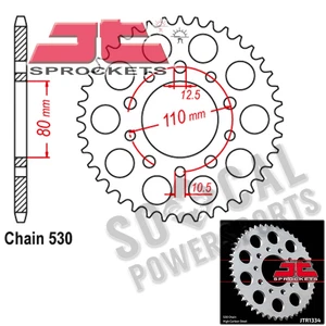 JT Sprocket Steel Rear 530 Pitch 44 Tooth Honda CB750SC Nighthawk (1982-1983) - Picture 1 of 2