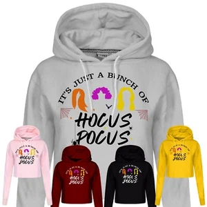It's Just A Bunch of Hocus Pocus Ladies Hoodie Halloween Gift Women Crop Hood - Picture 1 of 7