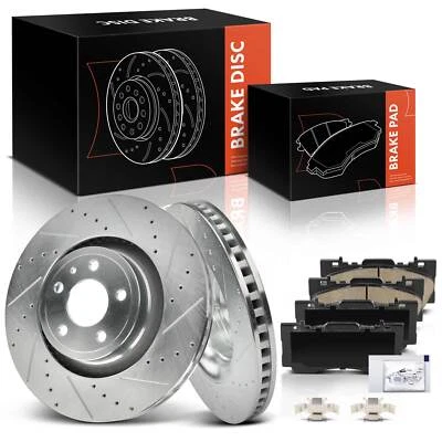 6x New Front Drilled Brake Rotors +Ceramic Brake Pads for Ford Mustang 2015-2020 - Image 1 of 4