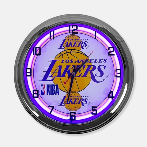 18" Los Angeles Lakers Metal Sign Designed Purple Neon Clock - SIGNBOX Cover