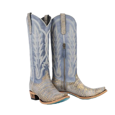 Botas vaqueras de mezclilla doradas con tragaluz Lane para dama LB0498B Foto 1 de 4