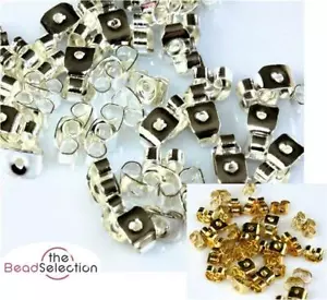 100 SILVER or GOLD PLATED EARRING SCROLL BUTTERFLY BACKS STOPPERS FINDINGS - Picture 1 of 5