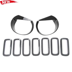 9PCS For Jeep Renegade 2016+ Front Grille Inserts + Headlight Trim Cover Decor - Picture 1 of 11