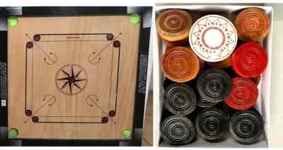 Carrom Board 26” x 26” Wooden Game FREE BEGINNER COINS & STRIKER INDOOR OUTDOOR - Image 1 of 4