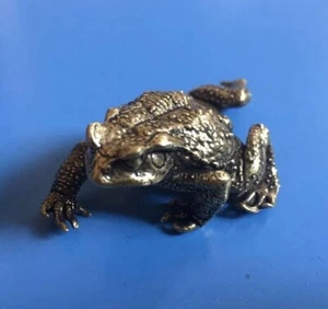 Estatua de animal sapo de latón pequeña escultura de mesa estatuilla decoración del hogar regalos - Imagen 1 de 7