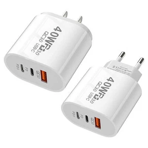 Chargeur Mural USB C 40W Bloc de Charge Rapide Cube Brique Double Port PD Adaptateur Secteur - Photo 1 sur 14