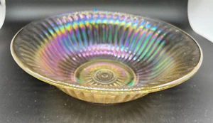 Carnival Bowl 8.5" Imperial Smooth Ray Iridescent Marigold Depression Glass - Picture 1 of 7